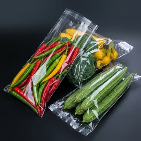 Custom Printed Trapezoid PE Cellophane Vegetable Bags